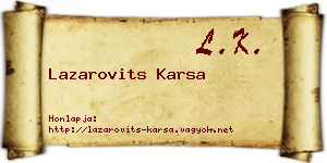 Lazarovits Karsa névjegykártya